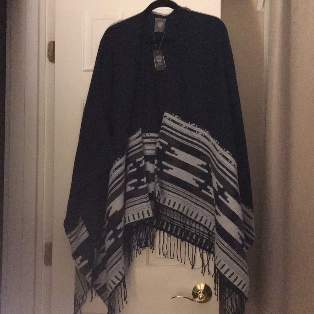 Vince Camuto Navy Poncho (One Size)